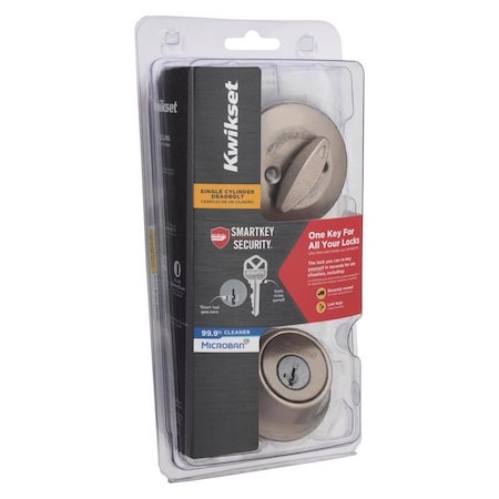 Kwikset Kwikset SmartKey Security Satin Nickel Metal Single Cylinder Deadbolt 96600-750